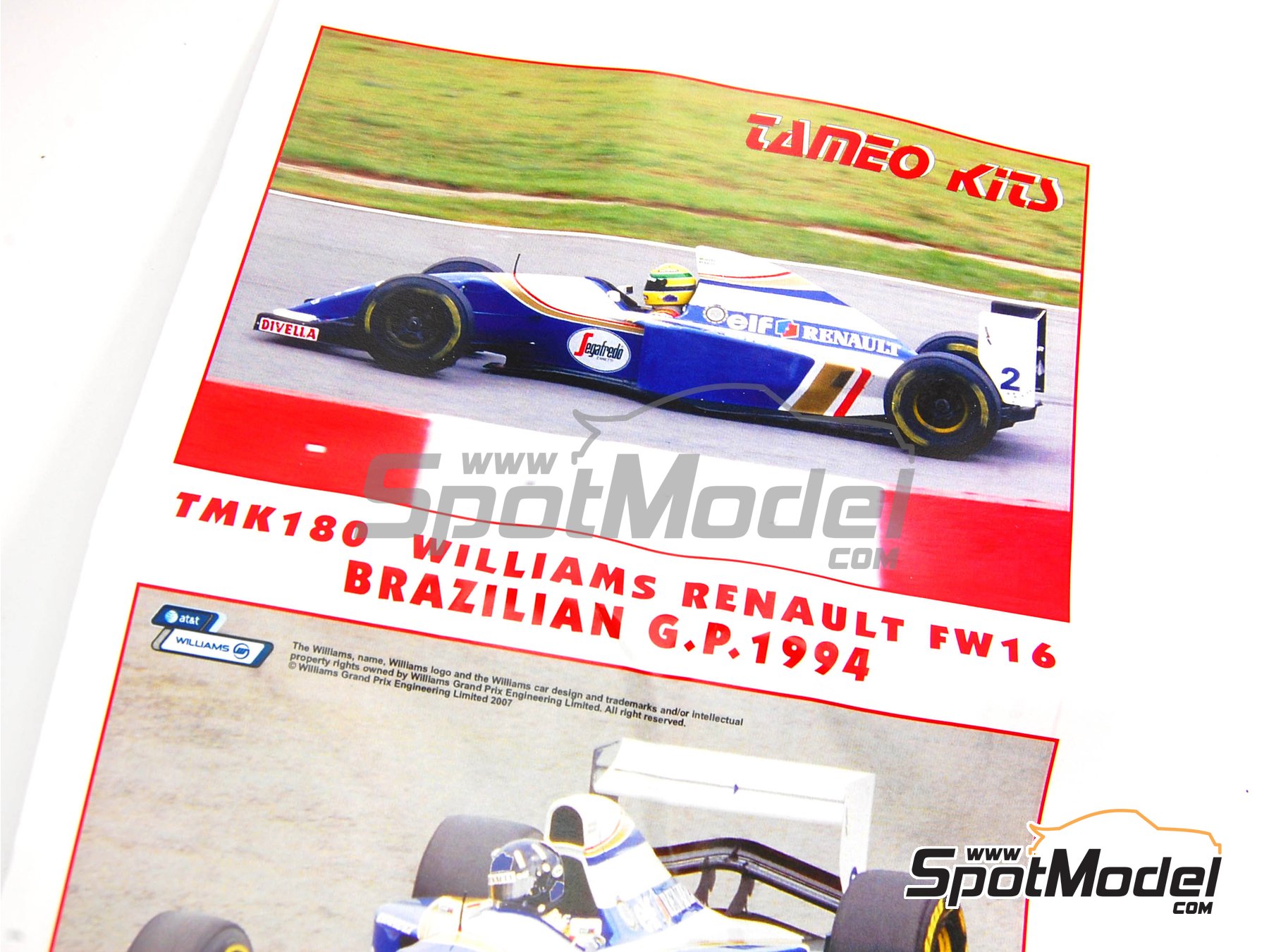 Williams Renault FW16 Williams Grand Prix Engineering Team sponsored by ELF  - Brazilian Formula 1 Grand Prix 1994. Car scale model kit in 1/43 scale m